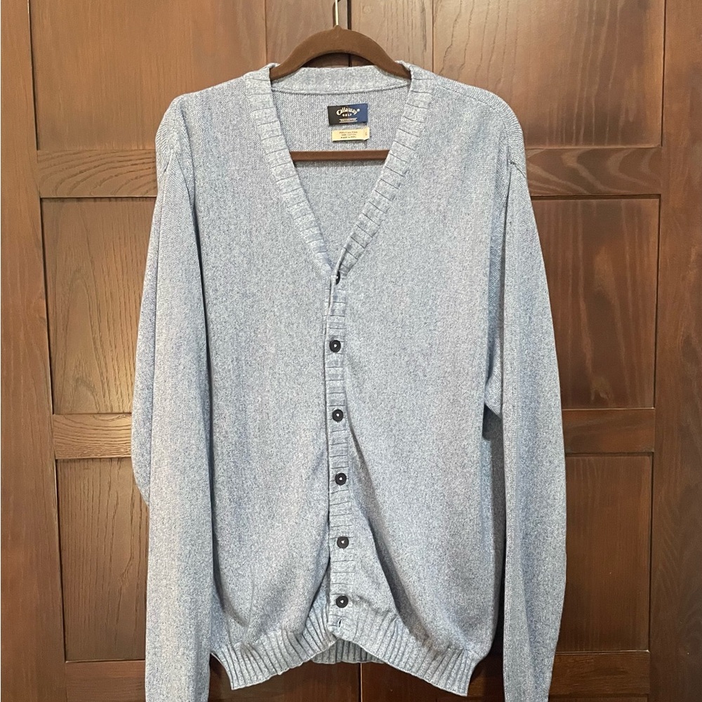 Callaway Blue Cardigan Sweater V-Neck Knit